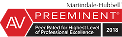 Martindale-Hubbell | AV Preeminent | Peer Rated For Highest Level Of Professional Excellence | 2018